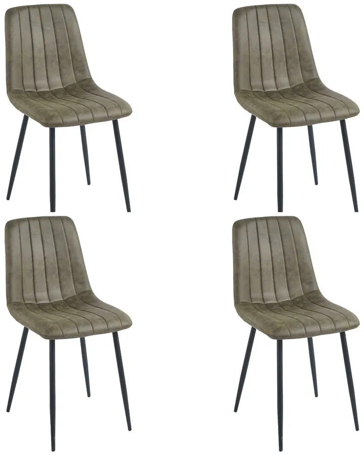 Eetkamerstoel Set van 4, Orissa Groen, Microvezel bekleding, Comfortabel en Stijlvol