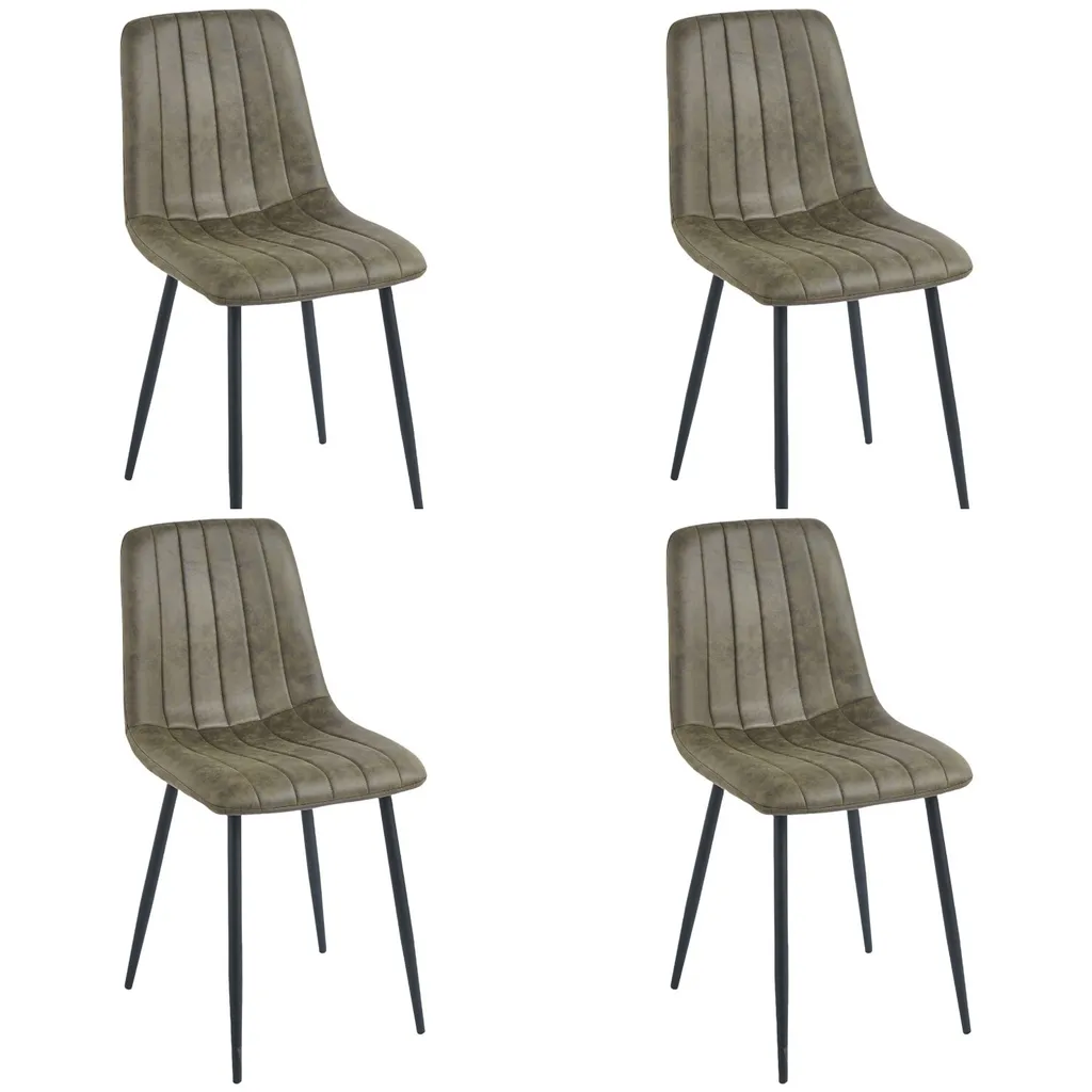 Eetkamerstoel Set van 4, Orissa Groen, Microvezel bekleding, Comfortabel en Stijlvol