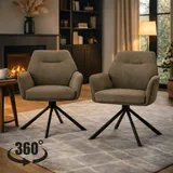 Toronto Tantra - draaibare eetkamerstoel khaki - Productfoto in sfeer Set van 2